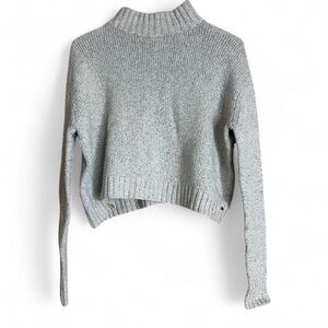 American Eagle Outfitters Light Gray Cropped Mock Neck Sweater